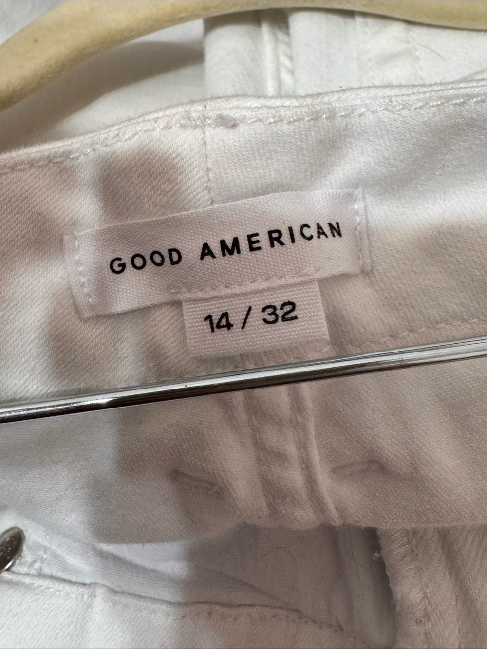 Good American Good Petite Skinny Raw Edge Jeans White Size 14 - Picture 3 of 6